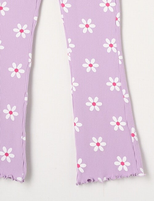Mac & Ellie Daisy Rib Flare Leggings, Lilac product photo View 02 L