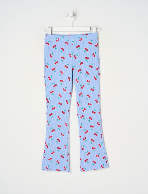 Mac & Ellie Cherries Rib Flare Leggings, Periwinkle product photo