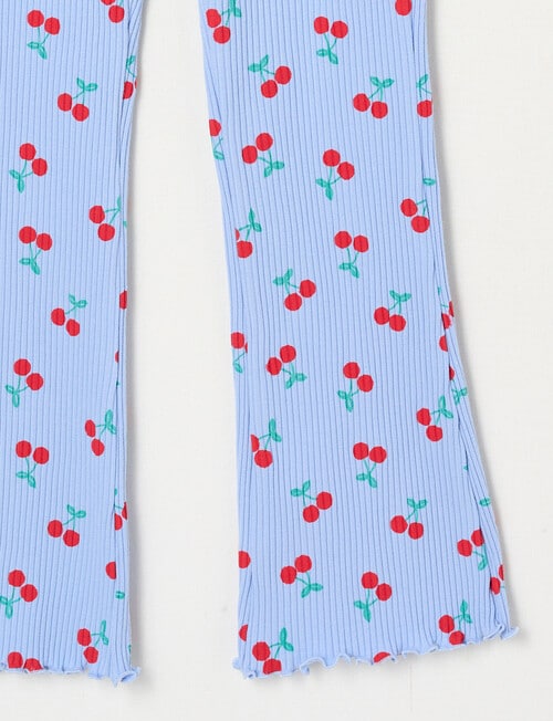 Mac & Ellie Cherries Rib Flare Leggings, Periwinkle product photo View 02 L