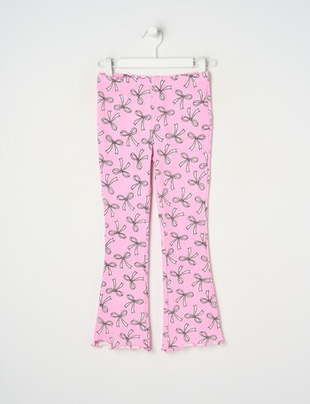 Mac & Ellie Bows Rib Flare Leggings, Candy Pink product photo
