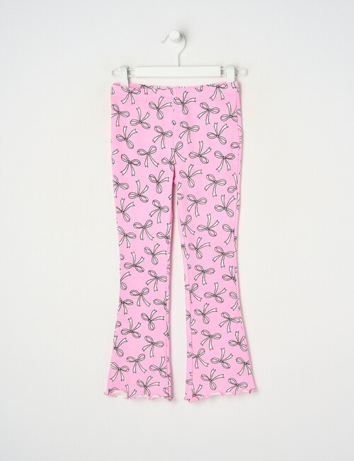 Mac & Ellie Bows Rib Flare Leggings, Candy Pink product photo