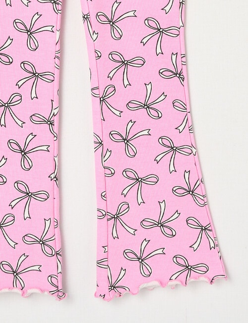 Mac & Ellie Bows Rib Flare Leggings, Candy Pink product photo View 02 L