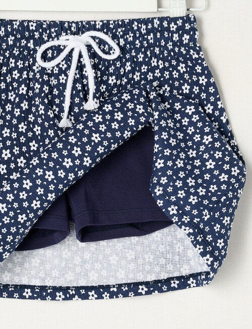 Mac & Ellie Daisies Crinkle Knit Skort, Navy product photo View 02 L