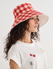 Zest Resort Cotton Reversible Bucket Hat, Red & Ivory product photo