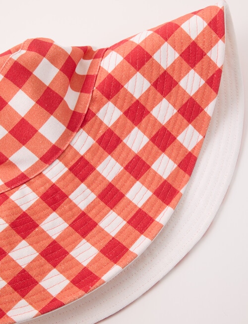 Zest Resort Cotton Reversible Bucket Hat, Red & Ivory product photo View 03 L