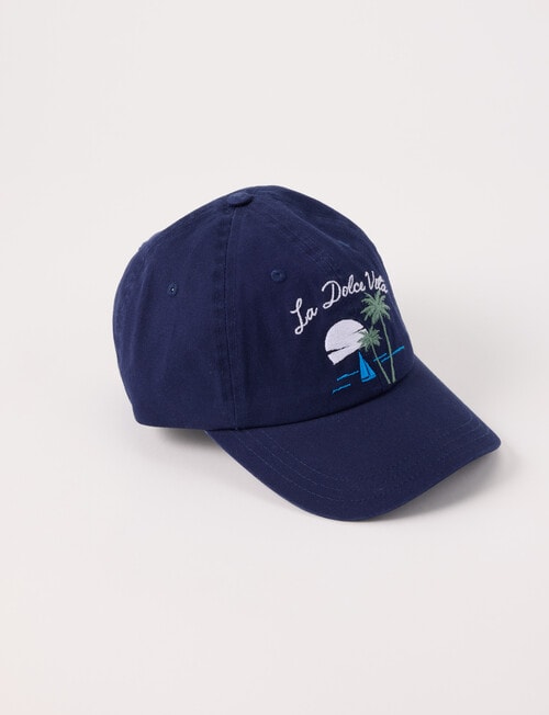 Zest Embroidered Palm Tree Cap, Navy product photo
