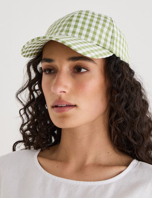 Zest Gingham Printed Cap, Green product photo