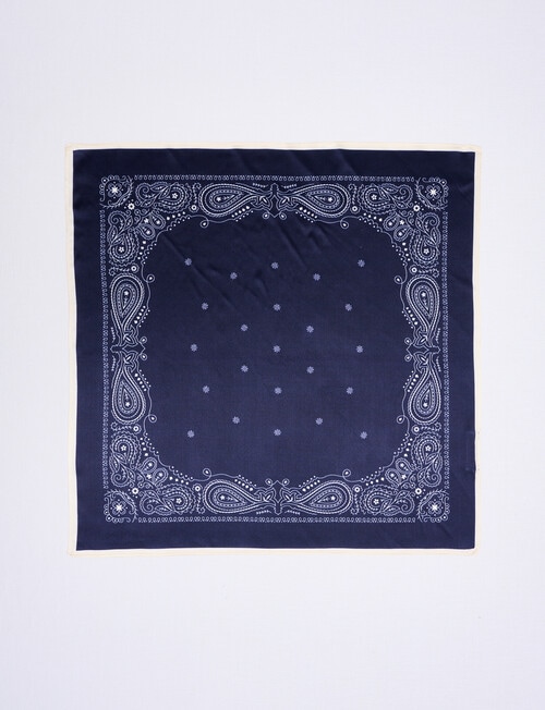 Boston + Bailey Silk Square Paisley Print Scarf, Navy product photo View 03 L