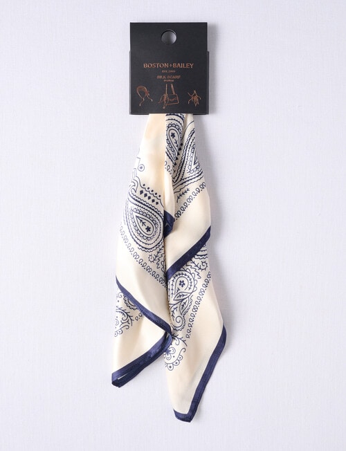 Boston + Bailey Silk Square Paisley Print Scarf, Ivory product photo