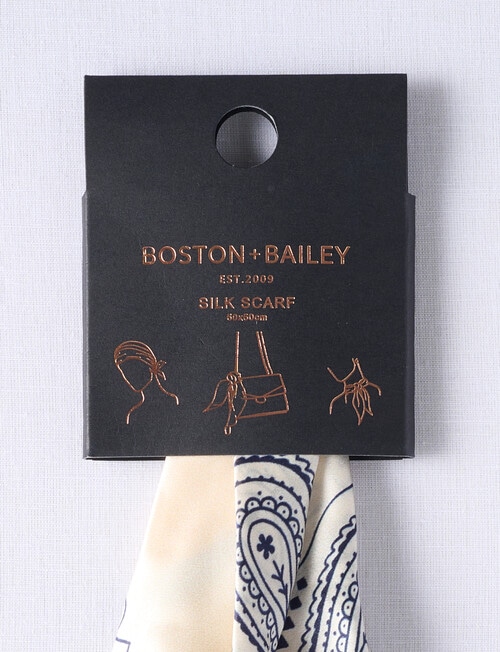 Boston + Bailey Silk Square Paisley Print Scarf, Ivory product photo View 02 L