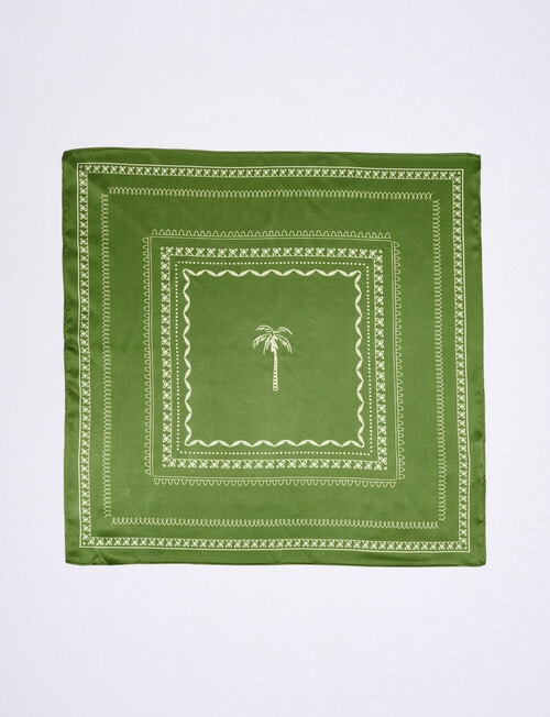 Boston + Bailey Silk Square Palm Print Scarf, Olive product photo View 03 L