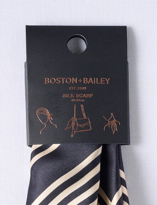Boston + Bailey Silk Square Geo Print Scarf, Black & Beige product photo View 02 L