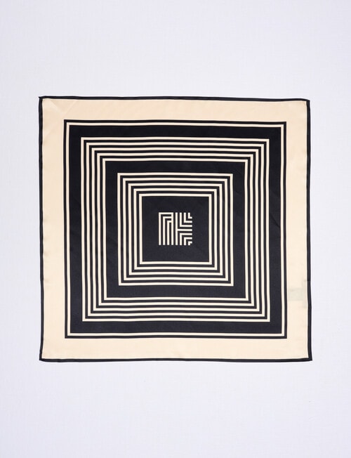 Boston + Bailey Silk Square Geo Print Scarf, Black & Beige product photo View 03 L