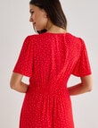 Whistle Polka Dot Flutter Sleeve Tea Dress, Red & White product photo View 05 S