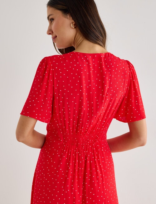 Whistle Polka Dot Flutter Sleeve Tea Dress, Red & White product photo View 05 L