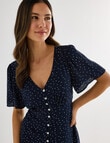 Whistle Polka Dot Flutter Sleeve Tea Dress, Navy product photo View 04 S