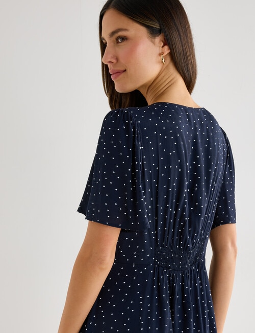 Whistle Polka Dot Flutter Sleeve Tea Dress, Navy product photo View 05 L
