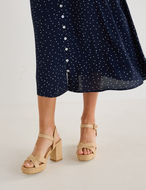 Whistle Polka Dot Flutter Sleeve Tea Dress, Navy product photo View 06 L