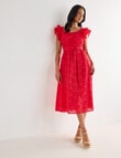Whistle Double Frill Sleeve Broderie Dress, Red product photo View 02 S
