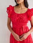 Whistle Double Frill Sleeve Broderie Dress, Red product photo View 04 S