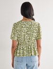 Whistle Ditsy Tie Front Top, Sage product photo View 02 S