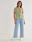 Whistle Ditsy Tie Front Top, Sage product photo View 03 S