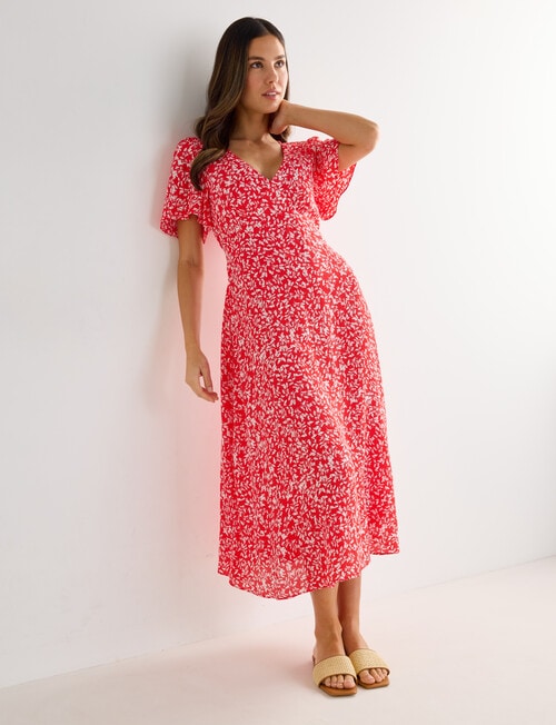 Whistle Flutter Sleeve V-Neck Dress, Festive Ditsy product photo View 03 L