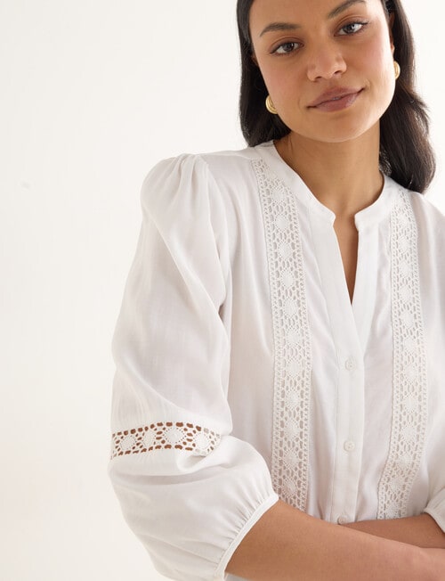 Whistle Lace Work Detail Blouse, Ivory product photo View 04 L