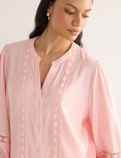 Whistle Lace Work Detail Blouse, Peach product photo View 05 L
