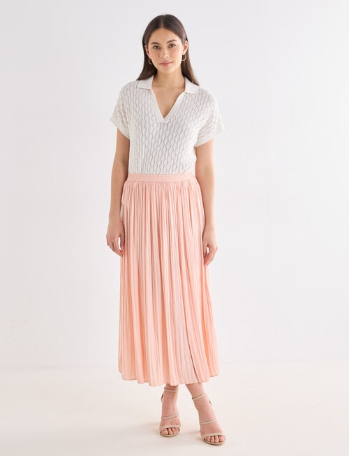 Whistle Pleat Midi Skirt, Peach product photo View 03 L
