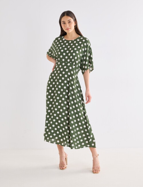 Whistle Polka Dot Empire Dress, Green product photo View 06 L