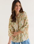 Whistle Romantic Floral Bohemian Blouse, Green product photo View 04 S