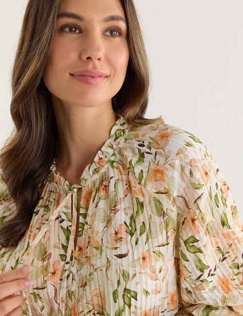 Whistle Romantic Floral Bohemian Blouse, Green product photo View 05 L