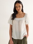 Whistle Square Neck Dobby Top, Ivory & Green product photo View 05 S
