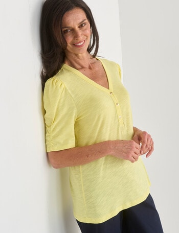 Ella J Ruched Sleeve Tee, Butter product photo