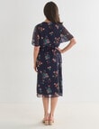 Ella J Floral Fluted Sleeve Dress, Navy product photo View 02 S
