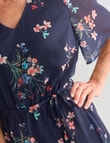 Ella J Floral Fluted Sleeve Dress, Navy product photo View 04 S