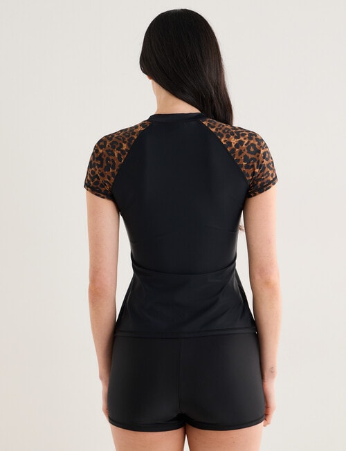 Zest Resort Short Sleeve Zip Thru Rashie, Black & Animal product photo View 02 L