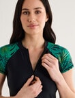 Zest Resort Palm Short Sleeve Zip Thru Rashie, Green product photo