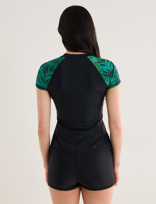 Zest Resort Palm Short Sleeve Zip Thru Rashie, Green product photo View 02 L