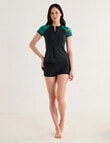 Zest Resort Palm Short Sleeve Zip Thru Rashie, Green product photo View 03 S