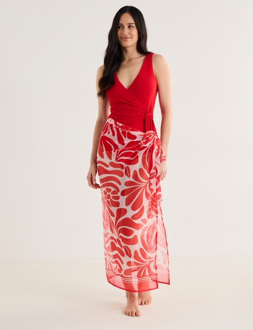 Zest Resort Wrap Textured Suit, Hot Red product photo View 05 L