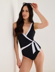 Zest Resort Wrap Suit, Black & White product photo