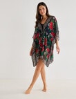 Zest Resort Chiffon Kaftan with Border, Hot Floral product photo