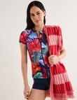 Zest Resort Paradise Floral Short Sleeve Zip Thru Rashie, Blue product photo