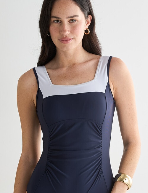 Zest Resort Colour Block Square Neck Suit, Navy & White product photo View 05 L