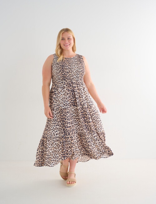 Studio Curve Shirred Bodice Dress, Animal Print product photo