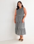 Studio Curve Shirred Bodice SL Dress, Black Gingham product photo View 03 S