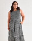Studio Curve Shirred Bodice SL Dress, Black Gingham product photo View 06 S