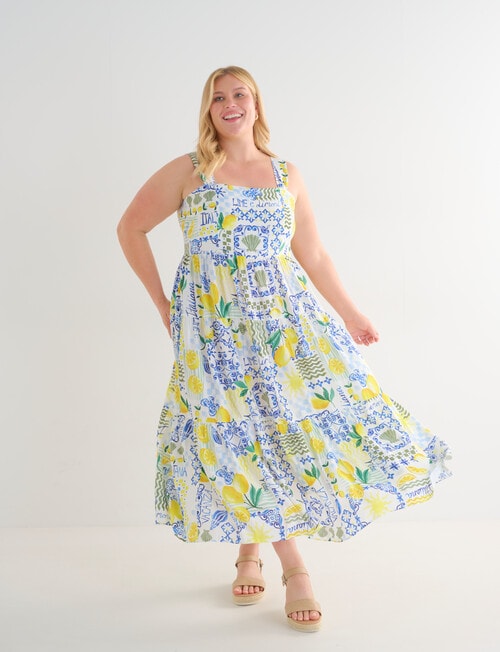Studio Curve Printed Sundress, Lemon Print product photo